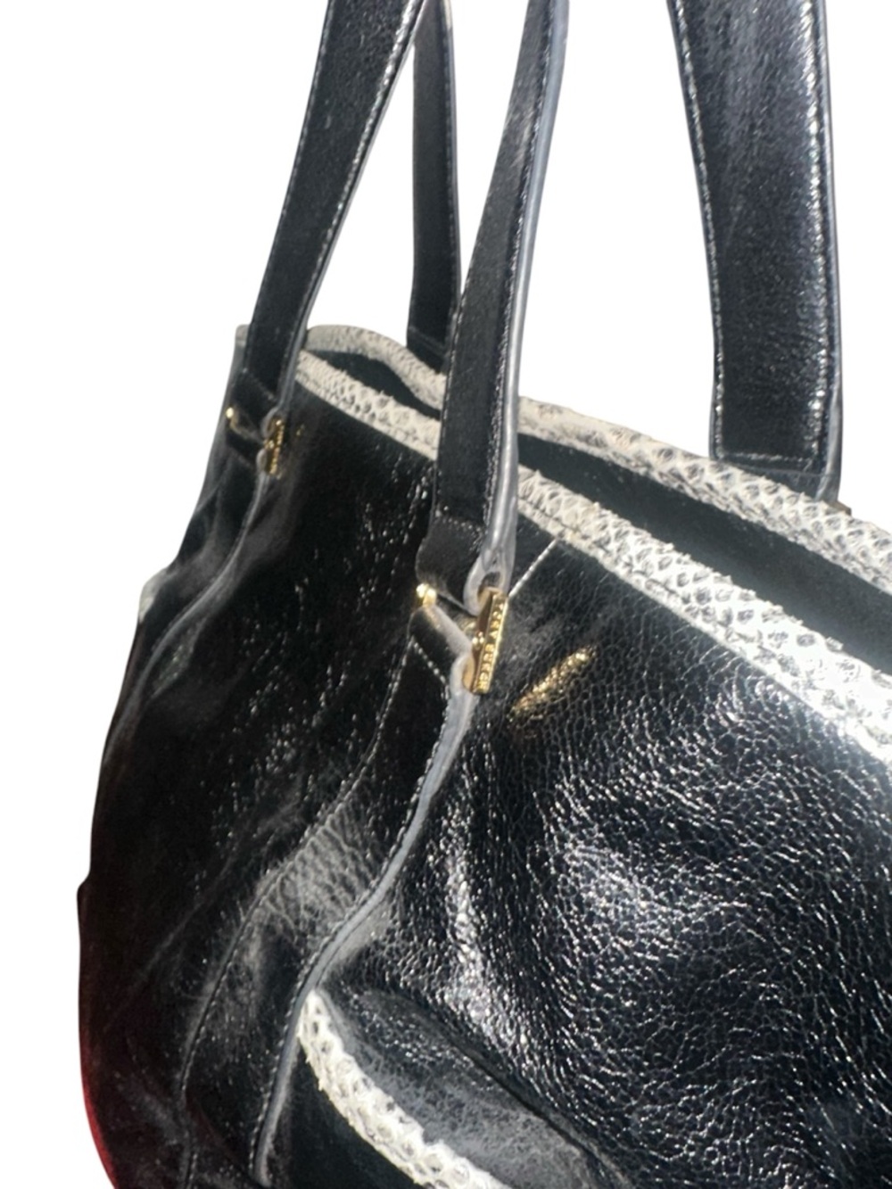 Tory Burch Black Leather Tote with Logo Medallion - Picture 7 of 17